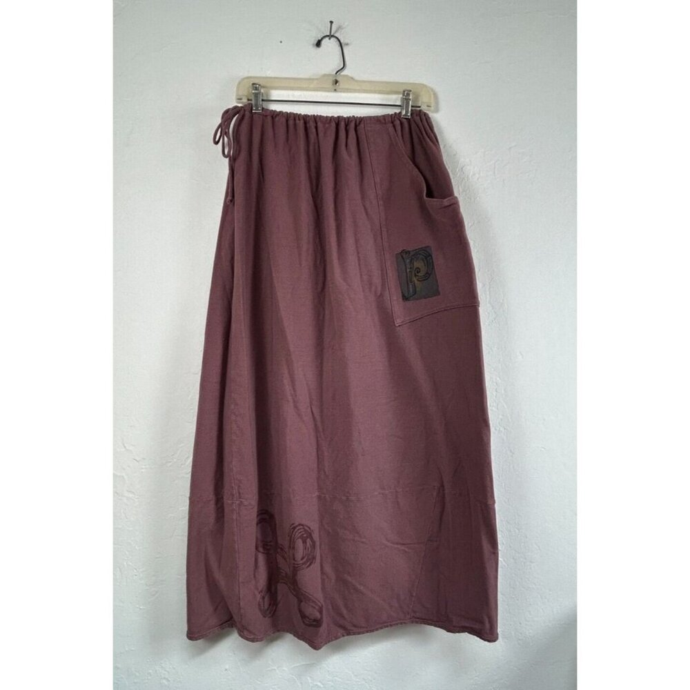 Blue Fish Clothing Women's Hand-Painted Drawstring Waist Maxi Skirt Cotton